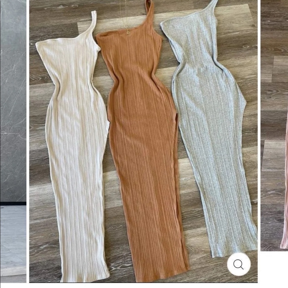 Baddieville slit dress in the color SAND